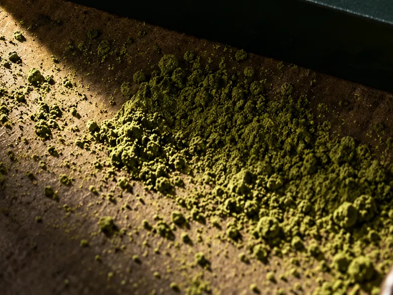 Bright green Japanese matcha powder